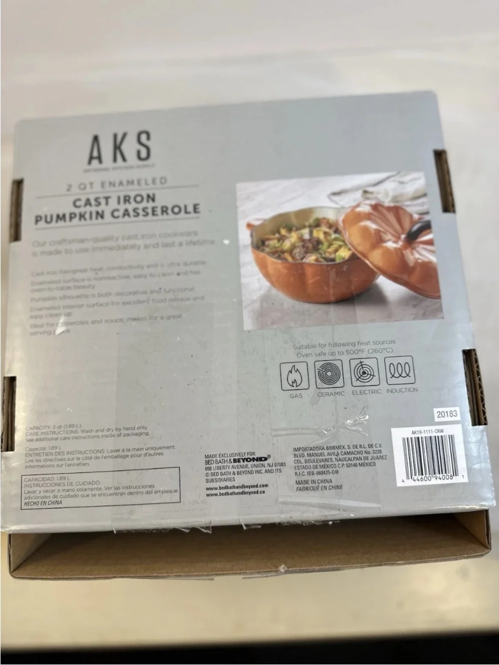 AKS Enamelware  Pumpkin Shaped Casserole Dish With Lid